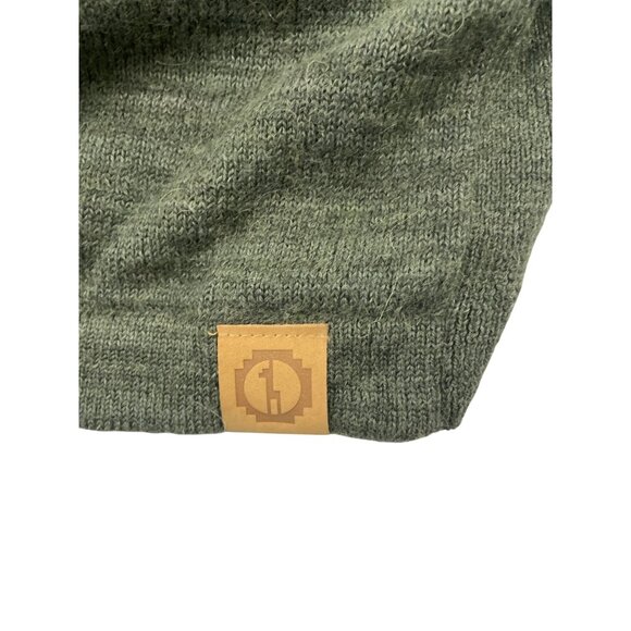 Green Hooded Knit Sweater Pullover Unisex Alpaca Blend Handmade Fair Trade - Picture 5 of 8